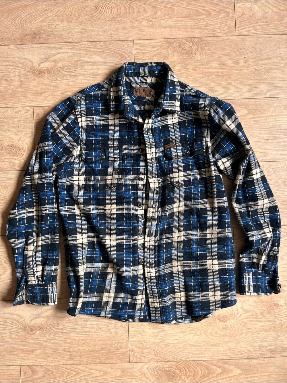 Orvis Blue and White Plaid Button-Down Shirt